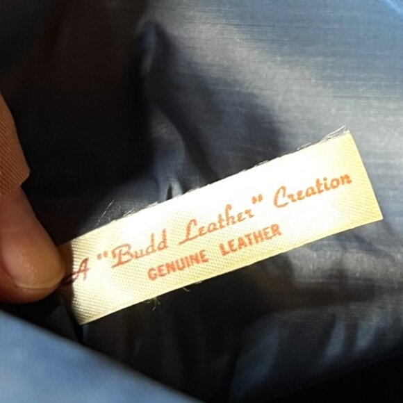 Vtg 1950s Budd Leather Blue Foldover Clutch w/Kiss Clasp & Attached Change Purse - Picture 7 of 10